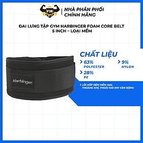 Đai Lưng Tập Gym Nam Harbinger 12.7 cm Foam Core Belt - Màu đen