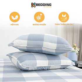 Vỏ gối nằm chần bông công nghệ nhuộm sợi Yarn Dyed K-Bedding KPCD, kích thước 45*65cm (1 cặp)