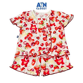 Bộ quần áo ngắn bé gái họa tiết Gấu Ted Đỏ cotton - AICDBGNWIUYJ - AIN Closet
