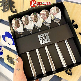 Mua Thìa Inox 304 Cán Dài Cho Bé Và Người Lớn Cafe Cao Cấp - SET 5 THÌA