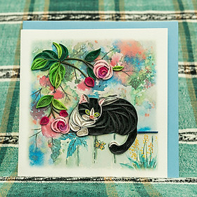 Thiệp Giấy Xoắn Động Vật - Con Mèo - NCC-A1507