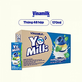Sữa chua uống Vinamilk Yomilk hương việt quất bạc hà - Thùng 48 hộp 170ml