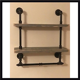 Kệ treo tường ống nước 2 tầng , Kệ ống nước có giá đỡ decor phòng đẹp
