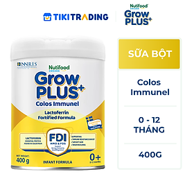 Sữa Bột Nutifood Sweden GrowPLUS+ Sữa Non Immunel từ 0 - 12 tháng lon 400g