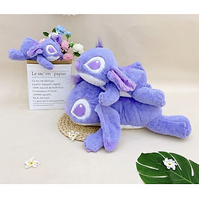 Gấu bông Stitch hồng nằm lông mịn smooth, stich tím nằm nhồi bông