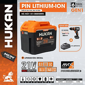 COMBO THÂN MÁY KHOAN KÈM PIN VÀ SẠC 1800V 13MM G1-CB8050MK HUKAN -HÀNG CHÍNH HÃNG