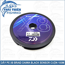 Dây Câu Lure Pe Braid X8 Daiwa Black Sensor Cuộn Dài 100m Nối Liền Màu Đen