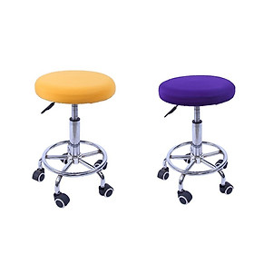 2pcs Bar Stool Cover Round Chair Seat Protector Slipcover Yellow&