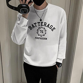 Áo sweater nam mịn đẹp, Áo nỉ tay dài chất đẹp hiện đại in ngực Battergare mã NZ695