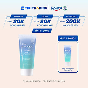 Kem chống nắng nâng tông Skin Aqua Tone up Blue cho da vàng có khuyết điểm đỏ, dạng tinh chất Sunplay Skin Aqua Tone Up UV Essence Blue SPF 50+ PA++++ 50g