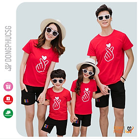 Áo thun gia đình màu đỏ bắn tim GD402D thun cotton dày dặn DONGPHUCSG