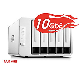 Bộ lưu trữ mạng NAS TerraMaster F5-422, LAN 10Gbps, Intel Quad-Core 1.5GHz, 6GB RAM, 670MB/s, 5 khay ổ cứng RAID 0,1,5,6,10,JBOD,Single - Hàng chính hãng