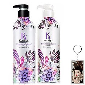 Bộ dầu gội/xả nước hoa Kerasys Elegance & Sensual hương violet và xạ hương Hàn Quốc 600ml + Móc khoá
