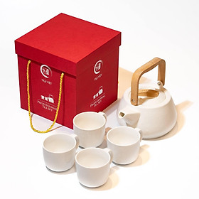 TRÀ VIỆT Bộ Quà Tặng Bộ Ấm Sứ Trắng Bách Niên
