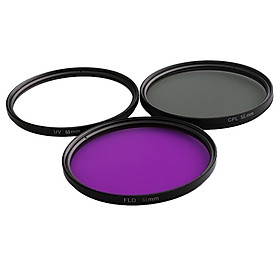 55mm Multi Coated Filter Kit: UV+CPL+FLD Lens Filters Set for Canon