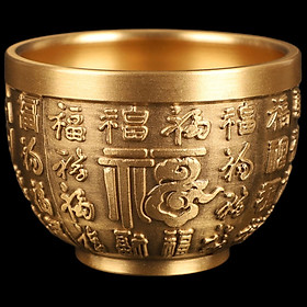Brass Fu Bowl, Folk Ornaments Chinese Character Treasure Bowl Feng Shui Bowl