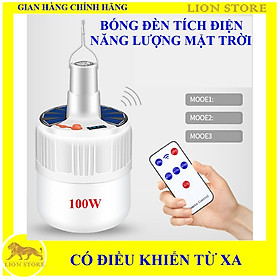 Bóng Đèn Led Tích Điện Năng Lượng Mặt Trời 100w - Có Điều Khiển Từ Xa - 5 Chế Độ Sáng