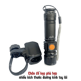Đèn Pin Gắn Phía Trước Cho Xe Đạp Siêu Sáng Q5 Phóng Zoom To, Nhỏ Có Sạc Điện USB Chống Nước (kèm Chân Đế Gắn Đèn Pha) Giúp Đạp Xe Ban Đêm Mai Lee