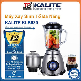 Máy Xay Sinh Tố Kalite KLB630, 3 Cối Đa Năng Xay Thịt, Sinh Tố, Hạt Khô - Công Suất 500w, Hàng Chính Hãng