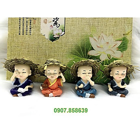 Mua Bộ 4 tượng chú tiểu tứ không đội nón rơm loại to