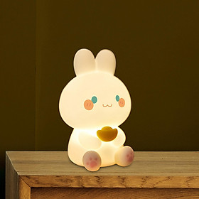 Silicone Night Light Animal for Kids Rabbit Lamp Voice Control Home Decor 3 Brightness Adjustable Color Changing for Dining Room NightStand