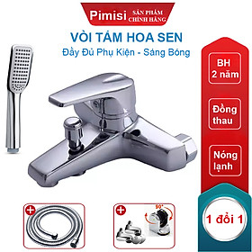 Vòi hoa sen tắm nóng lạnh Pimisi P-100S đồng mạ Crom đầy đủ phụ kiện | Hàng chính hãng