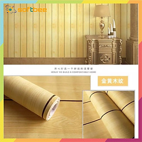 Giấy dán tường có keo sẵn mặt sau, in hình gỗ sọc nhạt, kích thước 0.45m x 10m / cuộn