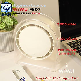 Quạt để bàn hàng chính hãng WiWU Snow Small Hurricane 2000mAh Wi-FS07: Quạt mini tích điện, điều chỉnh góc độ
