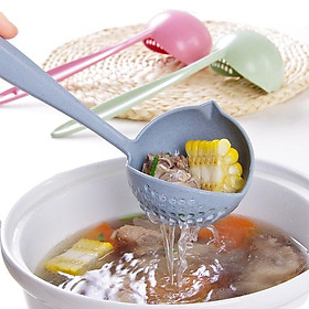 1pc Plastic Long-handled Dual-use Large Soup Spoon Colander Spoons