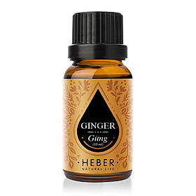 Tinh Dầu Gừng Ginger Essential Oil Heber | 100% Thiên Nhiên Nguyên Chất Cao Cấp | Nhập Khẩu Từ Ấn Độ | Kiểm Nghiệm Quatest 3 | Xông Thơm Phòng