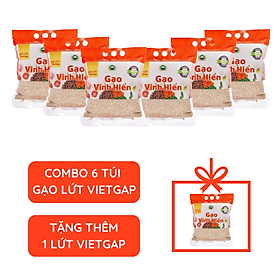 Đặc sản Tiền Giang - Combo 6 túi Gạo Lứt VietGAP 2kg tặng thêm 1 túi Lứt VietGAP 2kg - Đạt chuẩn VietGAP và OCOP 4 sao