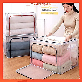 Mua Túi đựng quần áo khung thép trong suốt Chống nước (LOẠI 1 )-Kích Thước 50x40x33(66L)- túi đựng quần áo chăn màn