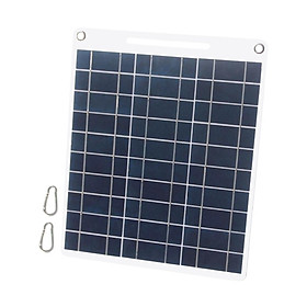 13W 5V Solar Panel with Dual USB Port 2PCS Carabiner Polycrystalline Silicon Solar Cell for Outdoor Camping and Hiking