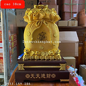 Túi vàng Kim Bảo Tài Lộc phong thủy cao 34cm màu vàng loại 1 rất đẹp