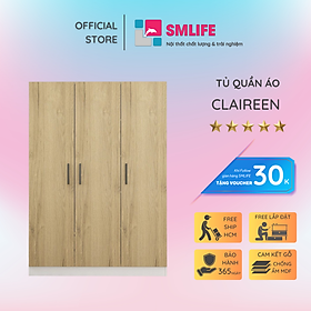 Tủ quần áo 3 cánh bằng gỗ tiện dụng SMLIFE Claireen