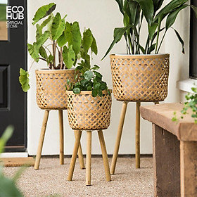 Giỏ tre trồng cây Bằng tre tự nhiên, 3 Size (Floor 3 Piece Wicker Basket Set) | EH015