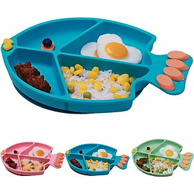 Phim hoạt hình nhỏ Silicone Fish So sánh đĩa bổ sung của thực phẩm không phải là đĩa (màu xanh)