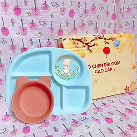 Mua Khay Ăn Dặm Bát Ăn Dặm Bằng Gốm Sứ Cao Cấp An Toàn Cho Bé - Set Khay ăn Dặm Chén Ăn Dặm Chia Ngăn Cho Trẻ Giá Cực Rẻ