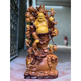 Tượng phật di lặc ngũ phúc làm mầu giả cổ kt cao 60×25×15cm