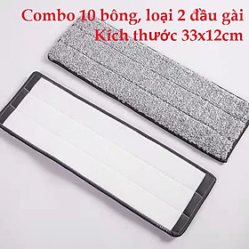 Combo 10 bông lau nhà thay thê loại 2 đầu gài kích thước 33x12cm