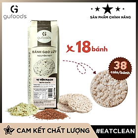 Bánh gạo lứt nguyên hạt ăn kiêng GUfoods (Gói 170g = 18 bánh) - Không chiên dầu, Phù hợp Eat clean, Ăn vặt healthy, Thực dưỡng, Tập Gym, Giảm cân - Yến Mạch