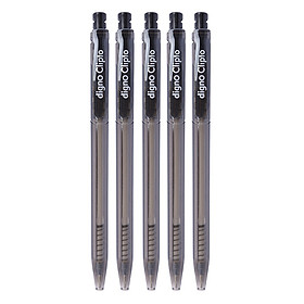 Vỉ 5 Cây Viết Bi Gel Bấm Digno Clipto - Mực Đen