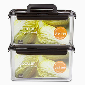 Mua Bộ 2 Hộp Bảo Quản Hình Chữ Nhật Lock&Lock Bisfree Modular Có Tay Cầm (LBF408H x 2) - Nâu