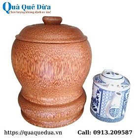 Mua Bình Giữ Ấm Trà Gỗ Dừa Nguyên Khối Và Bình Trà 800 - 950ml - Sản Phẩm Được Sản Xuất Tại Bến Tre