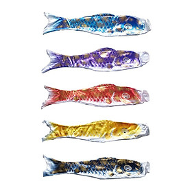 5pcs 50cm Golden Windsock Artificial Silk Flag Koi Nobori Fish Flag