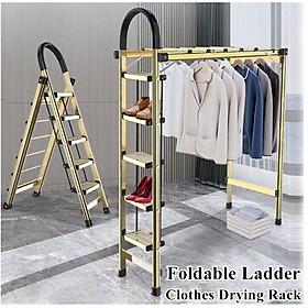 Giàn Phơi Quần Áo và Thang Drying Ladder Hợp Kim Nhôm cao cấp (Màu bạc)