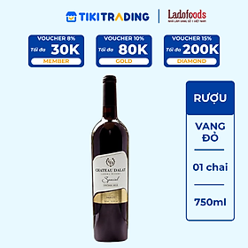 Rượu Vang Đỏ Ladofoods Chateau Dalat Special Merlot 750ml 12,5% - Không Kèm Hộp