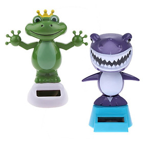 Solar Powered Bobble Head Dancing Toys Office Desk Car Decor Frog + Shark