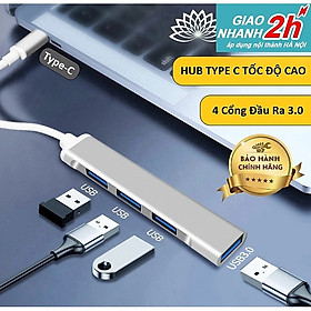 HUB TYPE C Và HUB USB Tốc Độ Cao Chia 4 Cổng USB 3.0 CV, HUB Chuyển Đổi Dành Cho Macbook Pro, Laptop, PC, Hỗ Trợ OTG Kết Nối Điện Thoại, Sạc Pin, Kết Nối Đa Năng Ổ Cứng, Bàn Phím, Chuột, Máy In, Thiết Bị Ổ Chia USB - Hàng Chính Hãng