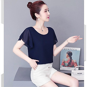 Áo Kiểu Cổ Tròn Tay Ngắn Cánh Rộng - Vải Tằm Ý mềm rũ không nhăn